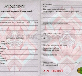 Аттестат о Полном Среднем Образовании Беларуси 2024г в Южно-Сахалинске